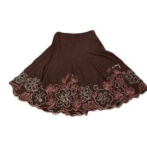 Sunny Leigh‎ Brown Embellished Floral Skirt